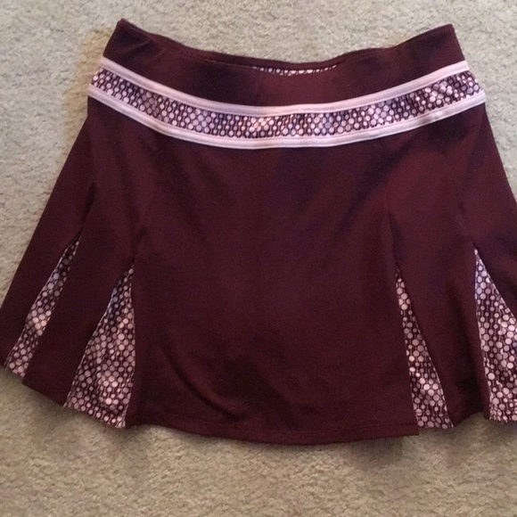 NWOT “LBH” Maroon Tennis skirt pink polka Small - Picture 2 of 8